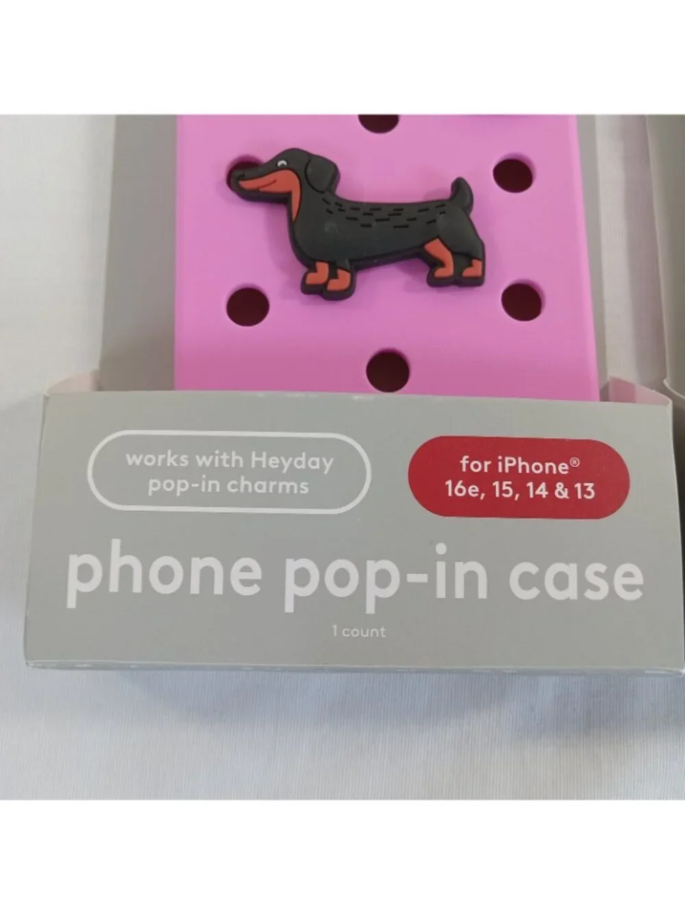 2 Heyday iPhone 16e 15 14 13 Pop-In Cases Silicone Pink Dachshund Navy Blue Star